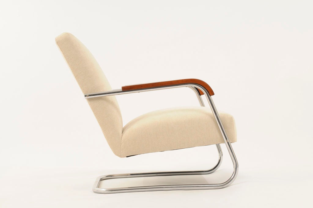 Czech functionalist cantilevered armchair