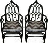 Pair of Black Bamboo Cathedral Chairs