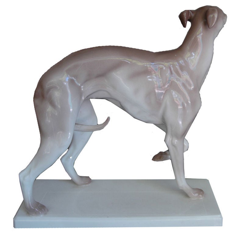 A Ceramic Figurine of a Greyhound.
