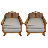 A Pair of Edwardian Caned Armchairs