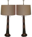Used Pair Tibetan Trumpet Table Lamps  - Will sell individually.