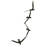 Vintage 4 Birds Brass Wall Sculpture