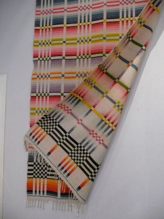 Brightly colored Bauhaus-like graphics; mexican wedding blanket.