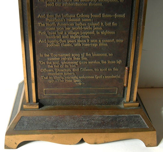 American 1914 Rose Bowl Pasadena Bronze Clock