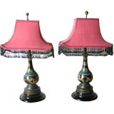 Antique Pair of Cloisonne' Boudoir Dragon Lamps