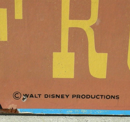 This fantastic image actually came from Disneyland, and was displayed in the tunnels leading into Main Street as you entered the park. The poster is mounted onto a masonite board, and retains bright original colors. One can see the edges of a
