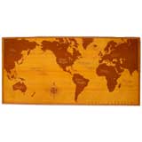 Vintage Two Toned Wooden Wall Map of the World