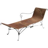 Rustic Iron and Leather Chaise