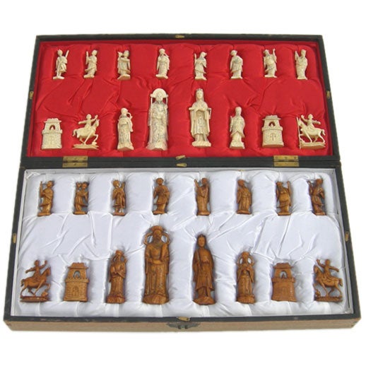Finely Carved Ivory Chess Set