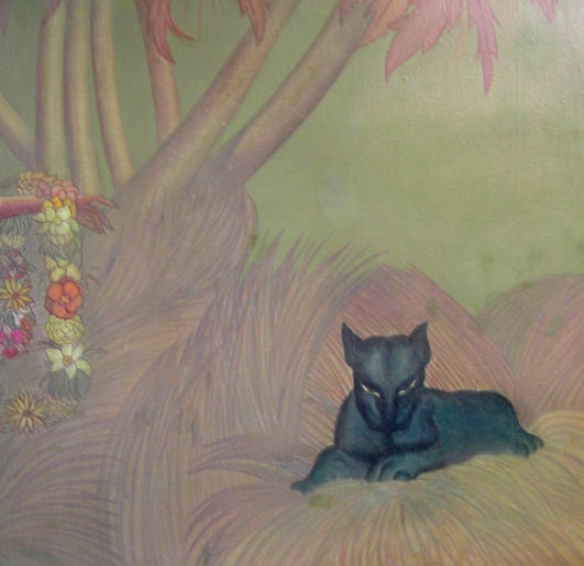 Mid-20th Century Art Deco Oil Painted Mural by Maxine Carlyle For Sale