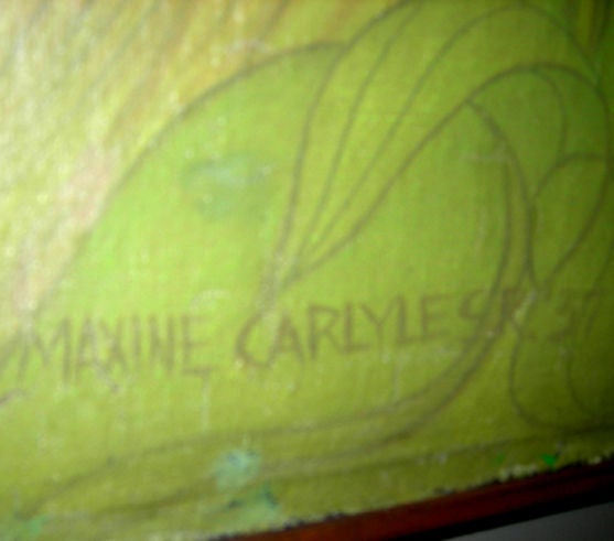 Art Deco Oil Painted Mural by Maxine Carlyle For Sale 1