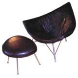 George Nelson Leather Coconut Chair and Ottoman