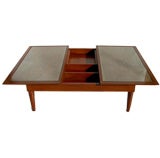Western Leather Tooled Mid Century Coffee Table by Deering Davis