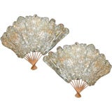 Pair of Lucite Fan Sconces by Ozawa