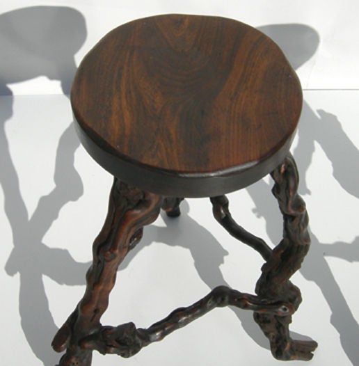 Burled Root Bar and Stools at 1stdibs