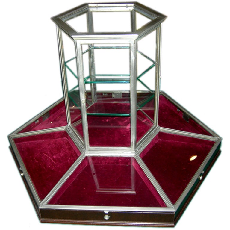 Nickel and Glass Jewelry Display Cabinet