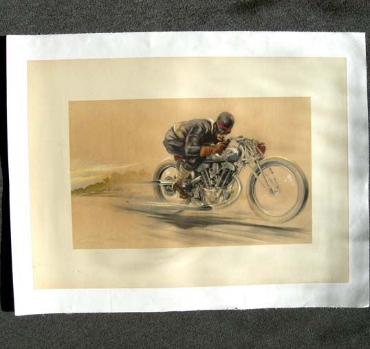 Motorcycle Racing Litho by Georges Hamel