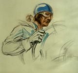 Vintage Racing Driver Litho by Georges Hamel