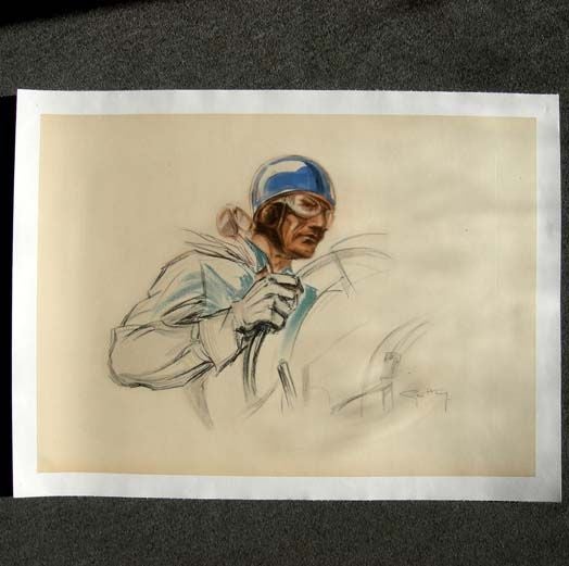 Racing Driver Litho by Georges Hamel