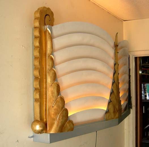 Wood Art Deco Theater Wall Lamps