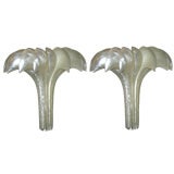 Pair of Pearl Lucite Palm Wall Sconces by Rougier