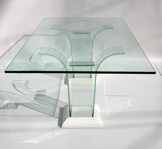 Mid-20th Century Modernage Glass Dining Table with Chairs