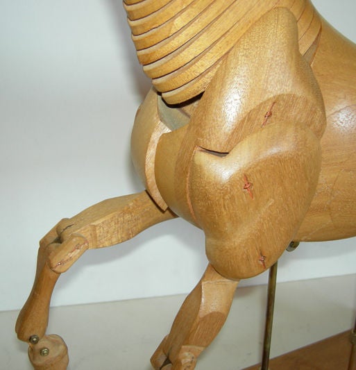American Carved Wood Articulated Horse Sculpture