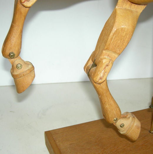Mid-20th Century Carved Wood Articulated Horse Sculpture