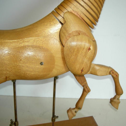 Carved Wood Articulated Horse Sculpture 3