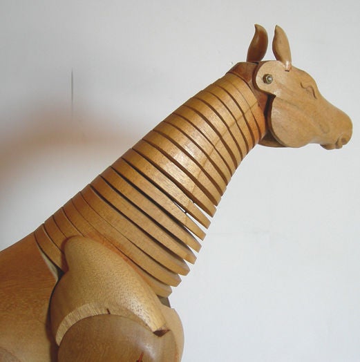 Carved Wood Articulated Horse Sculpture 4