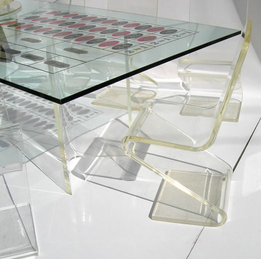 Mid-20th Century Lucite Roulette and Dining Suite
