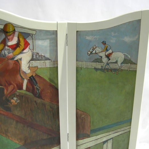 Wood Hand Painted Equestrian Themed Screen
