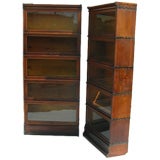 Antique Stacking Oak Lawyers Bookcases - Two Available