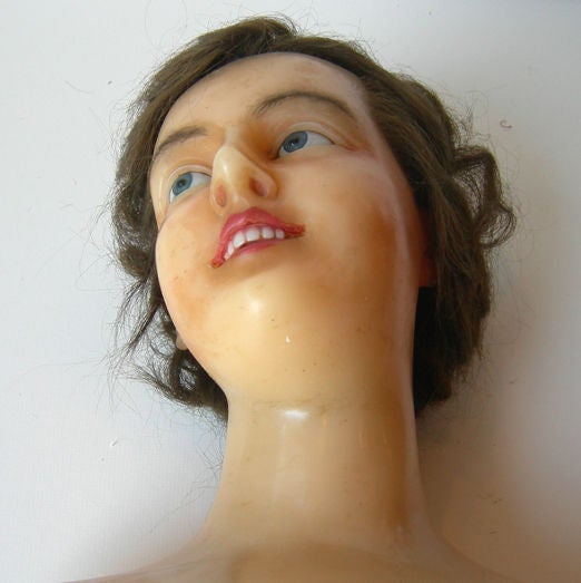 Carved Early French Wax Mannequin