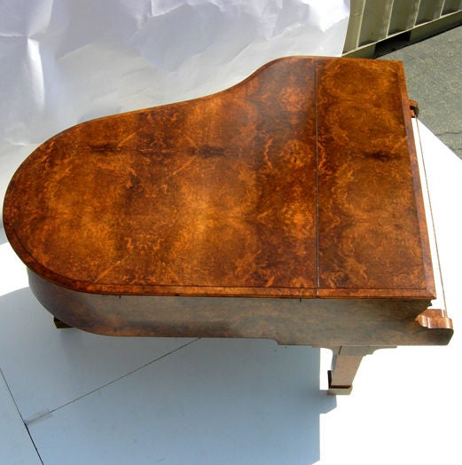 German Incredibly Burled Wood Baby Grand Piano by Schiedmayer