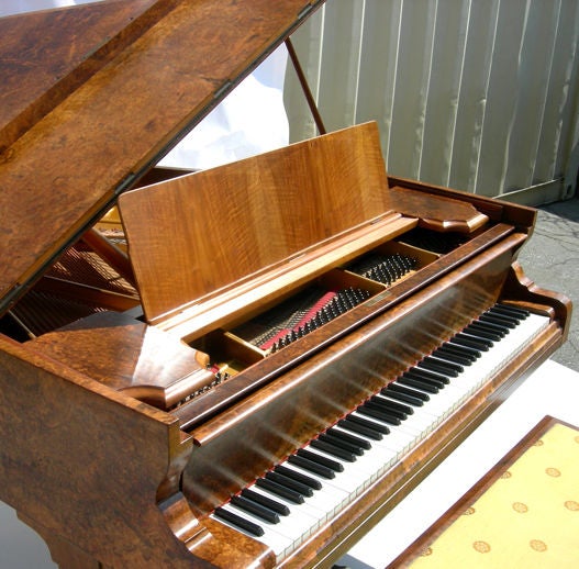 19th Century Incredibly Burled Wood Baby Grand Piano by Schiedmayer