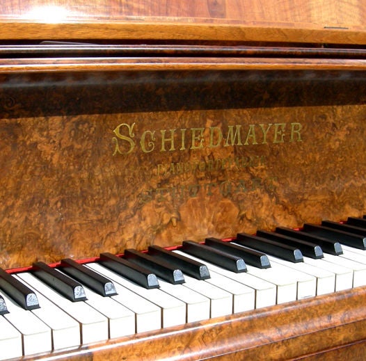 Incredibly Burled Wood Baby Grand Piano by Schiedmayer 1