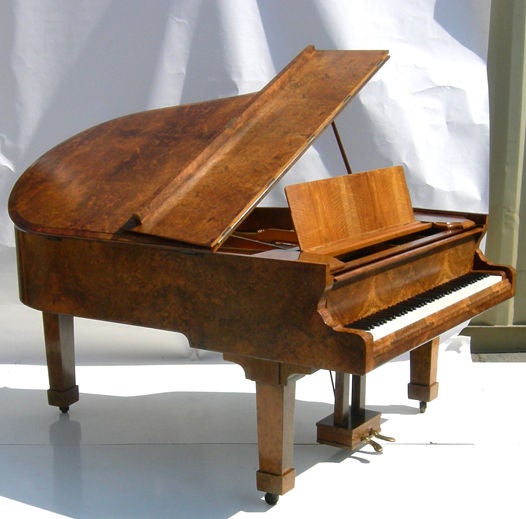 Incredibly Burled Wood Baby Grand Piano by Schiedmayer 2