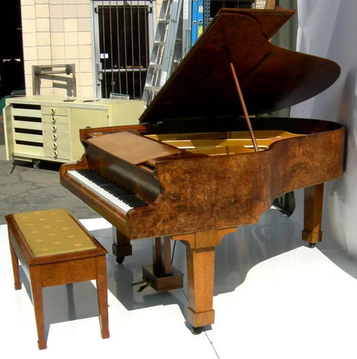 Incredibly Burled Wood Baby Grand Piano by Schiedmayer 3
