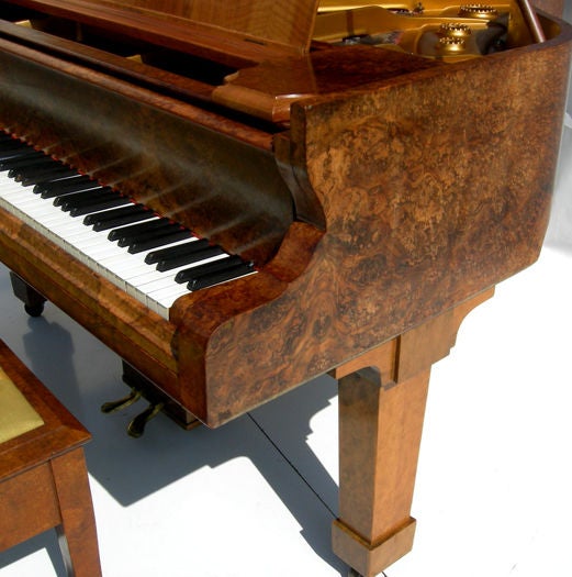 Incredibly Burled Wood Baby Grand Piano by Schiedmayer 4