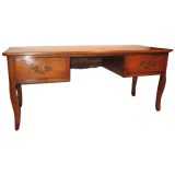 Antique French Fruitwood  Desk with Two Drawers