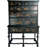 Queen Anne Black-Japanned Chest-on-Stand