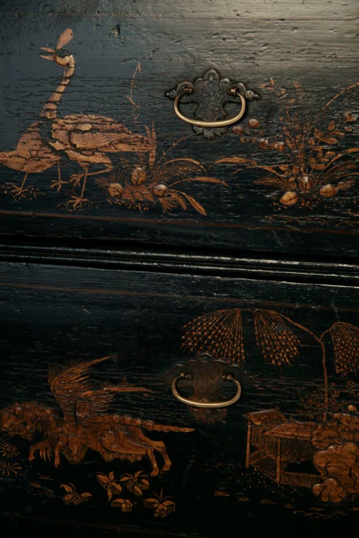 Queen Anne Black-Japanned Chest-on-Stand 3