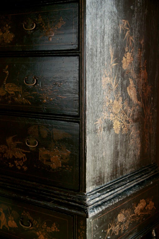 Queen Anne Black-Japanned Chest-on-Stand 5