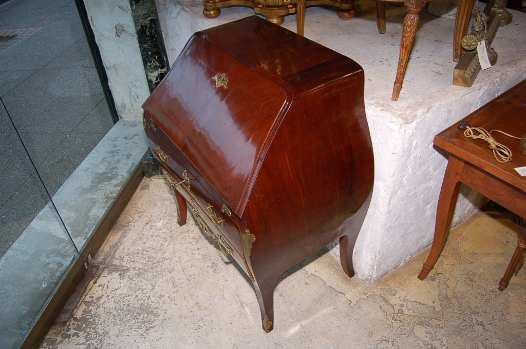 Swedish CLOSING SALE  Desk  Signed Rococo Mahogany with Original Hardware, circa 1760 For Sale