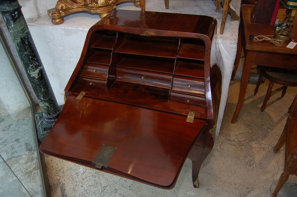 CLOSING SALE  Desk  Signed Rococo Mahogany with Original Hardware, circa 1760 In Excellent Condition For Sale In San Francisco, CA