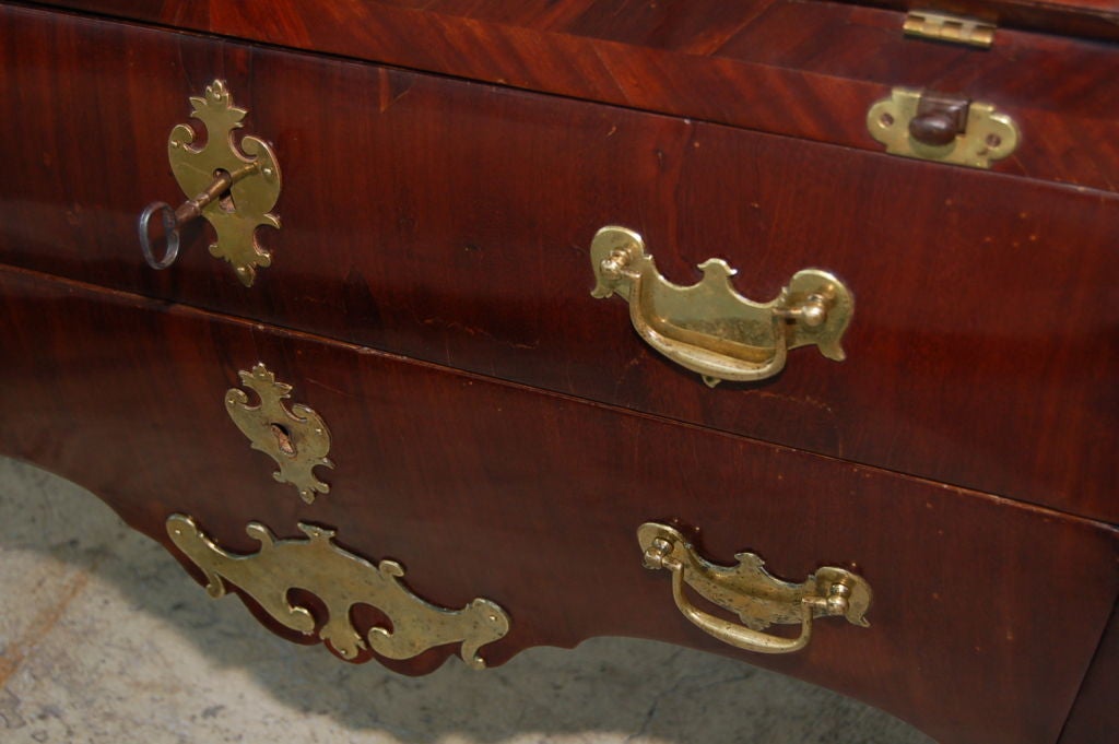 CLOSING SALE  Desk  Signed Rococo Mahogany with Original Hardware, circa 1760 For Sale 1