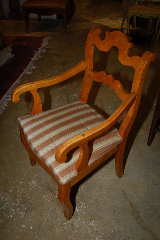 Swedish CLOSING SALE Arm chair, circa 1825 Biedermeier Birch For Sale