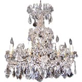 Retro Pair of  Mid 20th Century French Crystal 8-arm Chandeliers