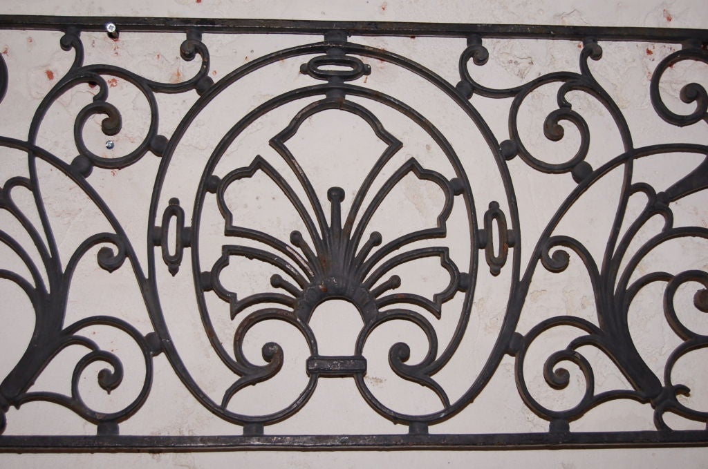 19th century French  iron window guard.
Measures: 43 W x 15.5 H.